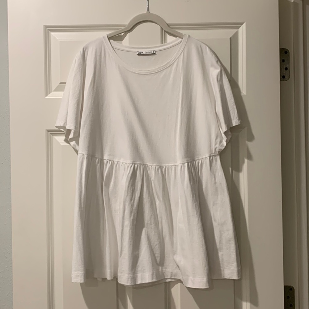 Zara Peplum Tee Shirt - White